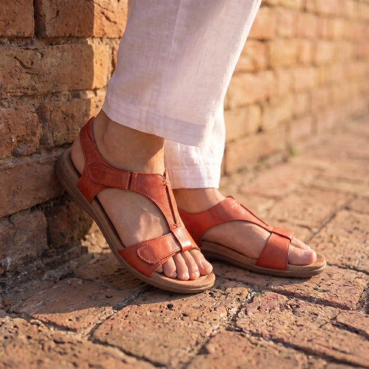 Lyria™ - Open-toe Leather Sandals with Orthopaedic Comfort
